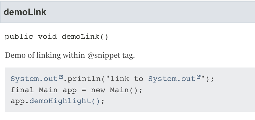 using linking in @snippet tag