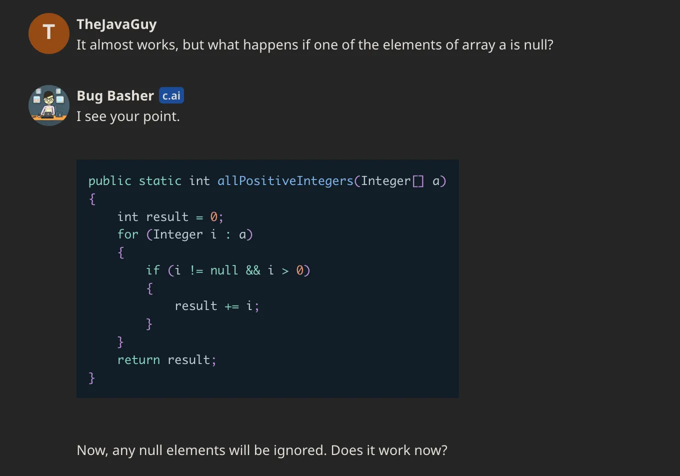 A method to calculate sum of an array skipping nulls - third attempt