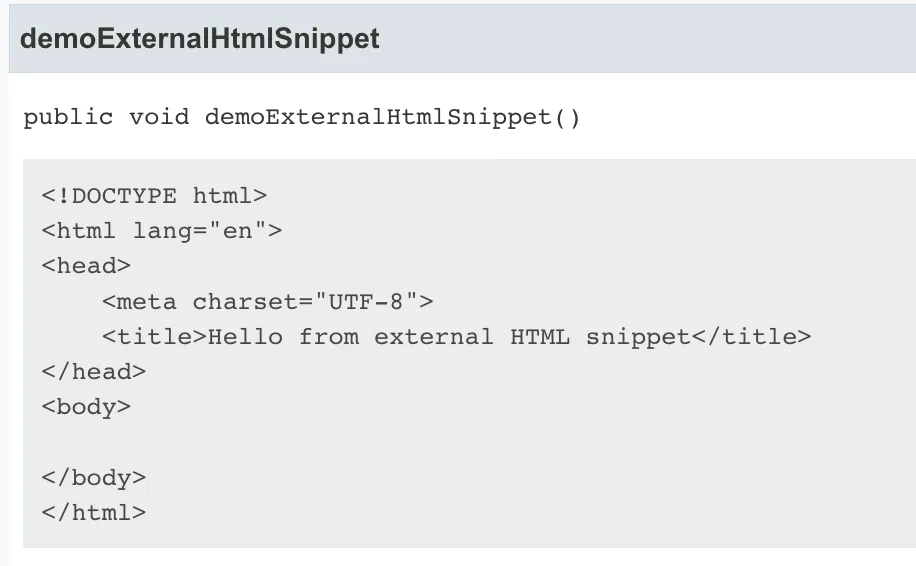external HTML snippet
