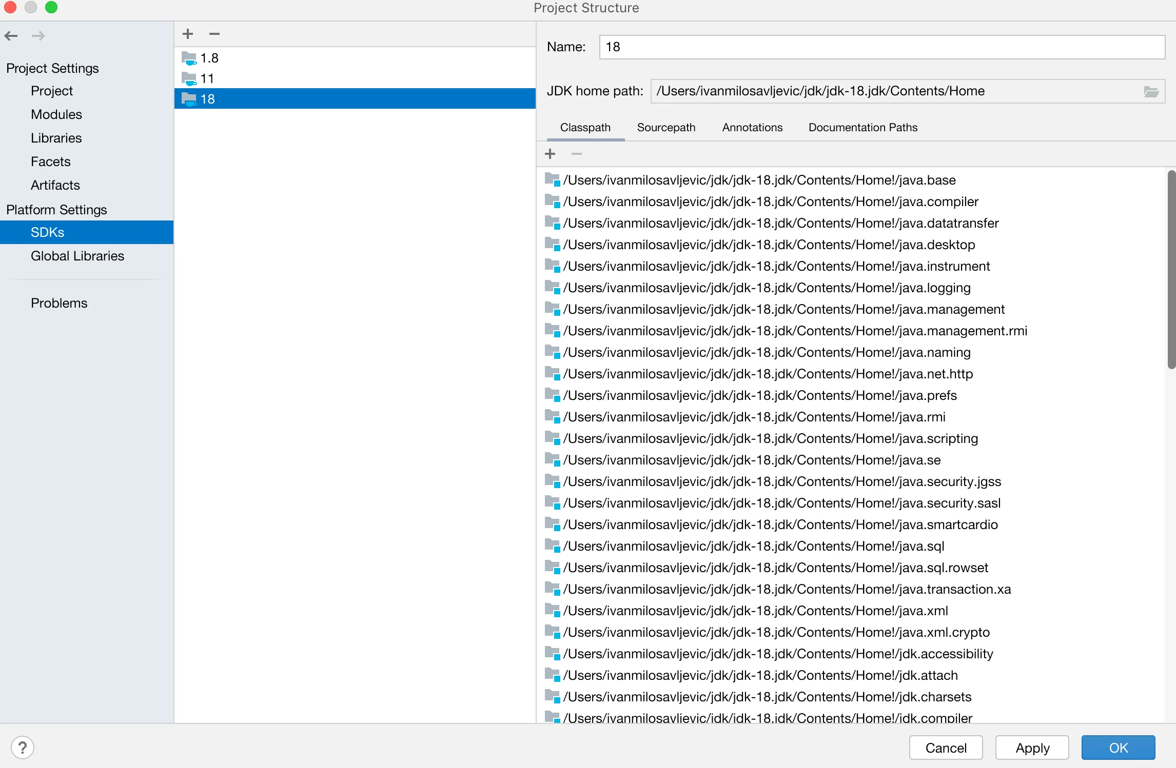 JDK 18 added to IntelliJ IDEA