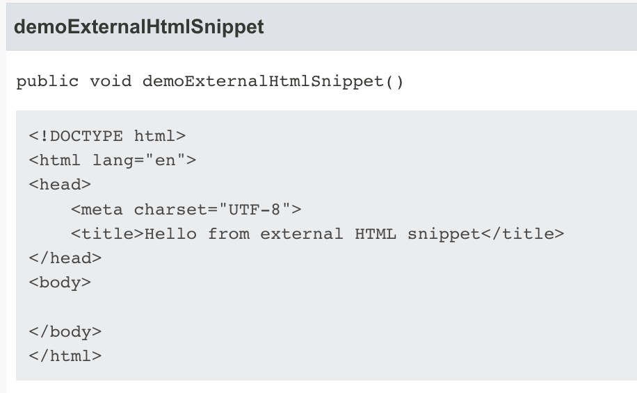 external HTML snippet