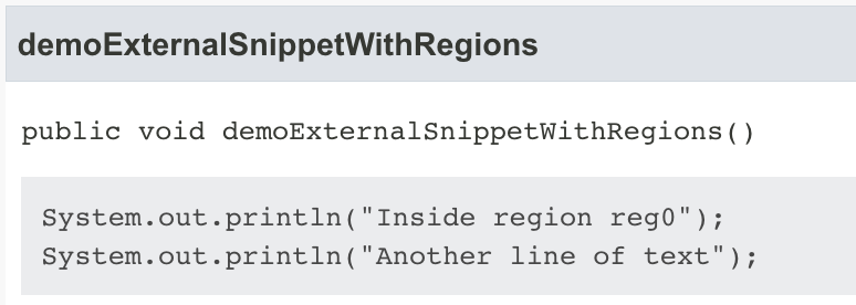external snippet with regions