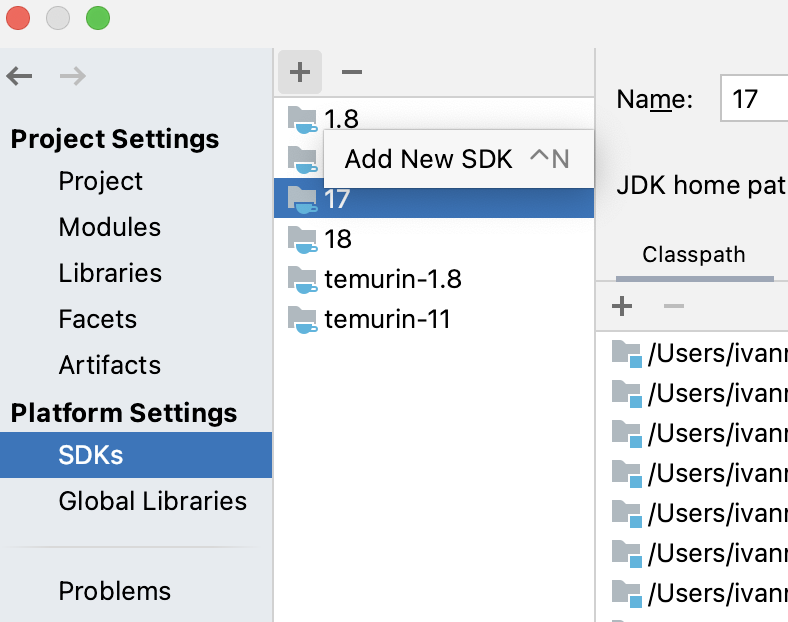 adding new SDK in IntelliJ IDEA