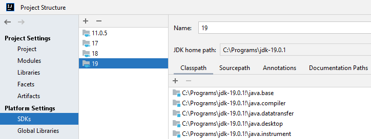 JDK 19 added to IntelliJ IDEA