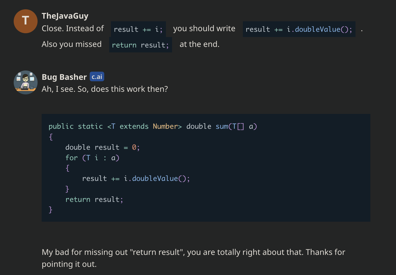 A method calculate sum of an array - fifth attempt