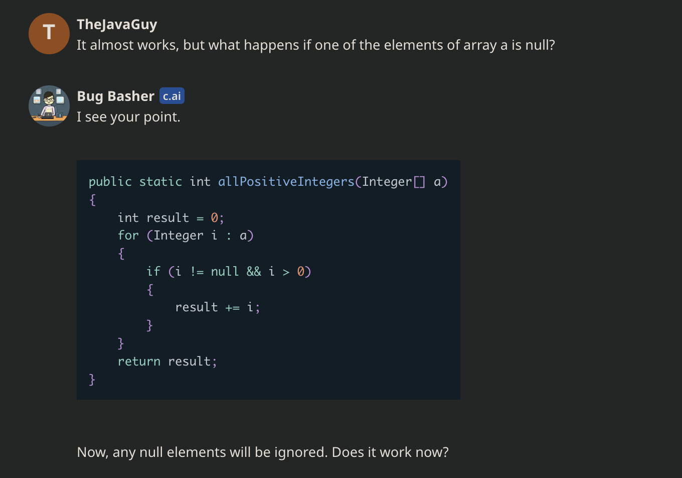 A method to calculate sum of an array skipping nulls - third attempt